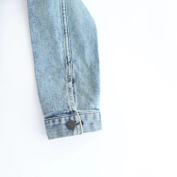 Gap Light Blue Button Up with Sherpa Collar Denim  Jean Jacket Coat XS - Picture 6 of 13